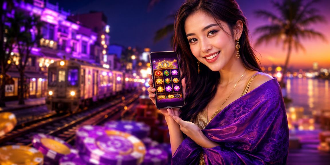 Trò chơi slots với ánh sáng neon sống động ở Hà Nội